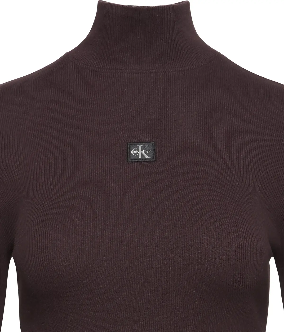 Calvin Klein LS WOVEN LABEL 2X2 RIB MINI DRES Kadın Kahverengi Elbise