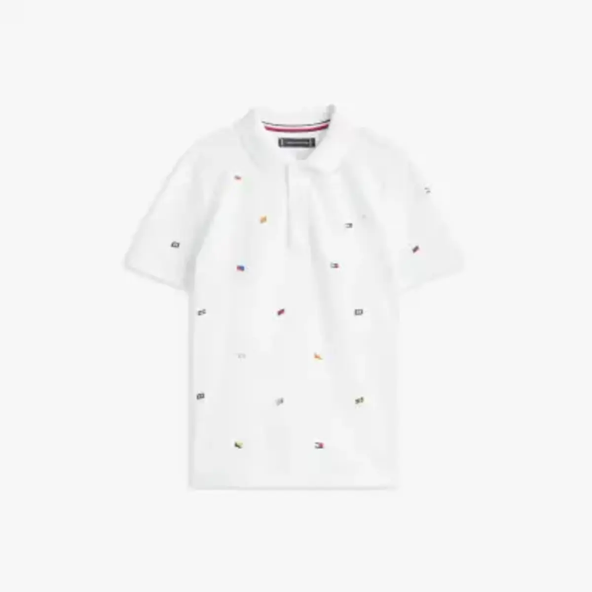 Tommy Hilfiger ALL OVER FLAG EMB PO, YBR Beyaz Erkek Çocuk T-Shirt & Polo