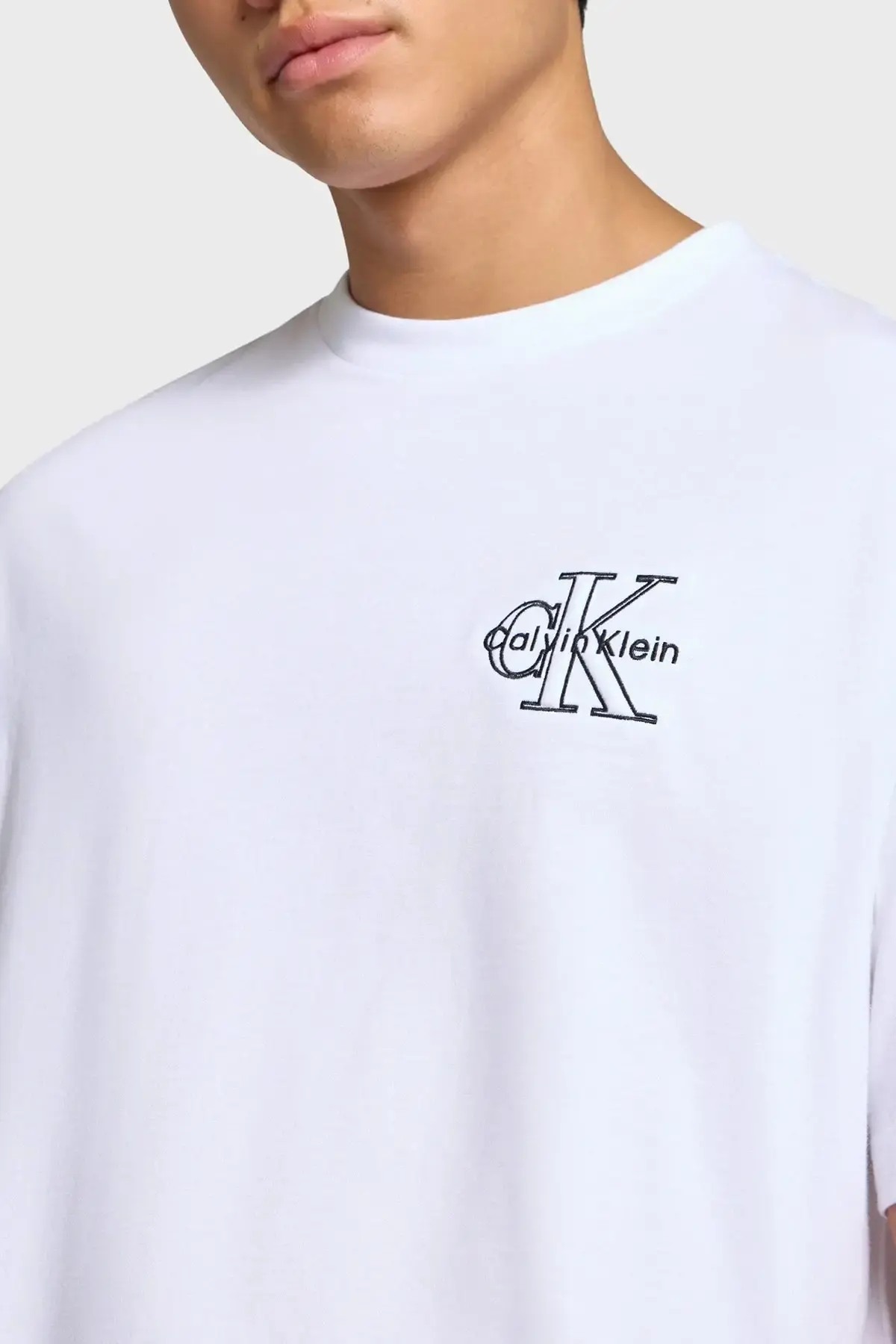 Calvin Klein SS 30S MICRO MONOLOGO GRAPHIC TE Beyaz Erkek Tişört