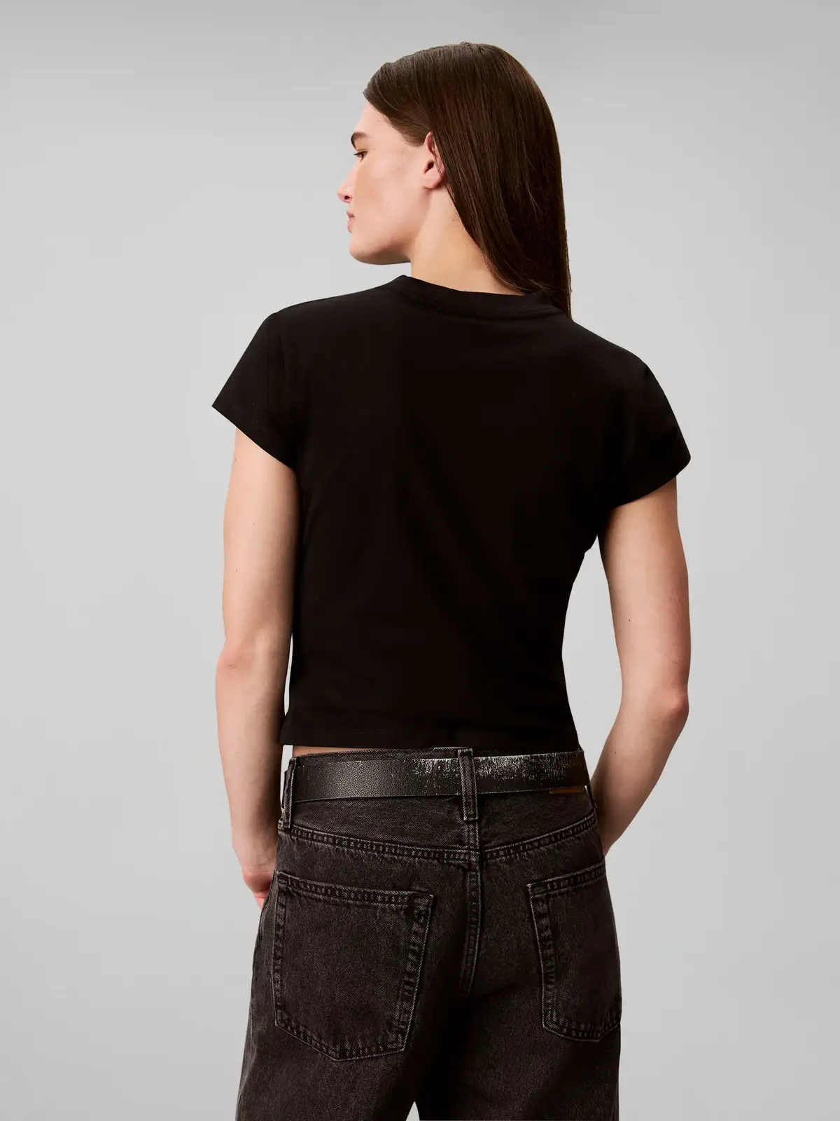 Calvin Klein SS SLIM FIT BABY MON, UB1 Siyah Kadın T-Shirt