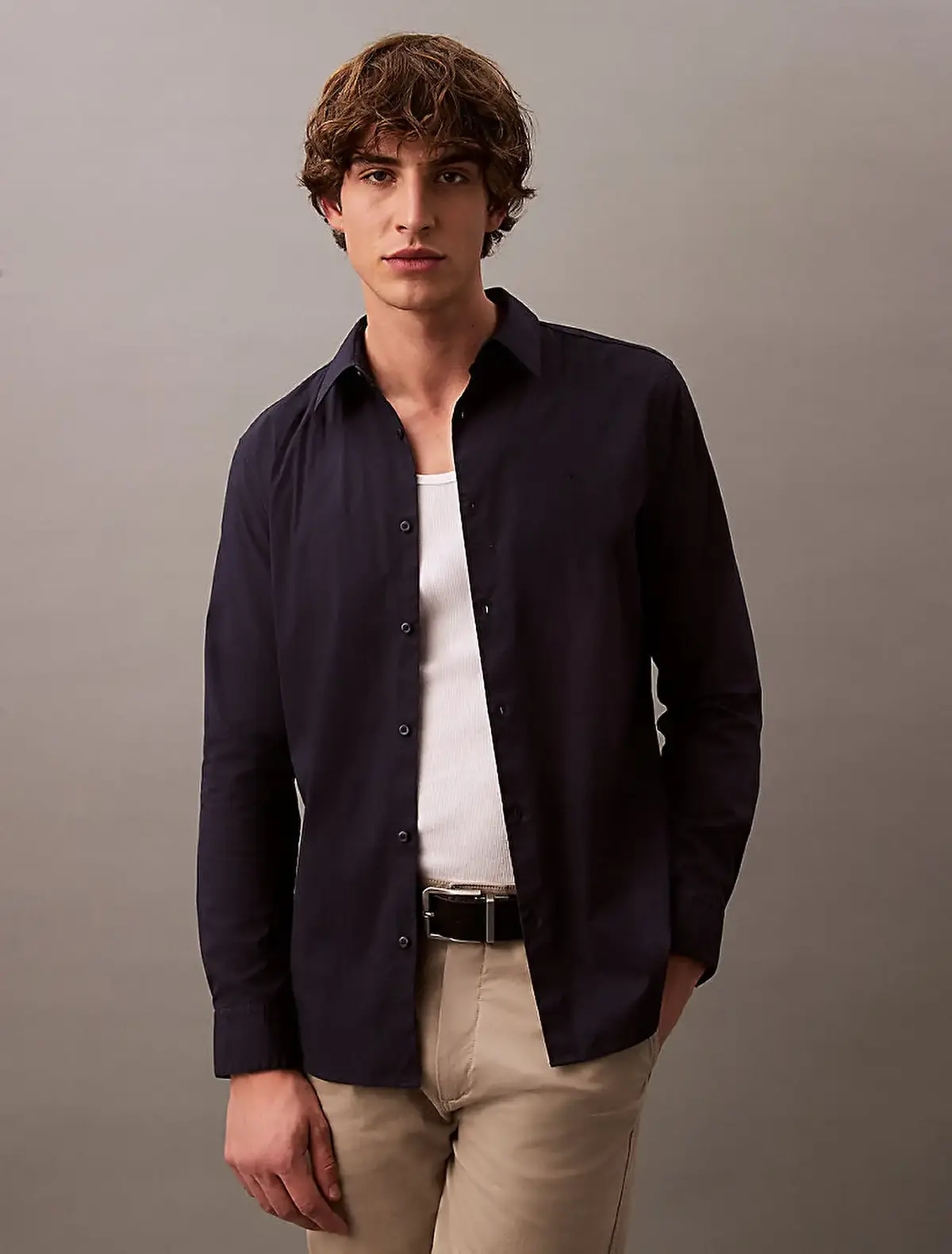 Calvin Klein LS SOLID STRETCH SLIM SHIRT Antrasit Erkek Gömlek Calvin Klein LS SOLID STRETCH SLIM SHIRT Antrasit Erkek Gömlek