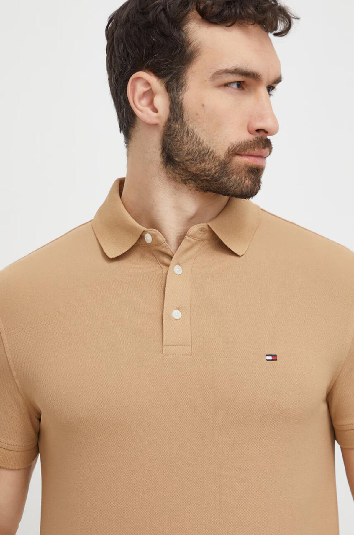 Tommy Hilfiger 1985 SLIM POLO, RBL Krem Erkek T-Shirt