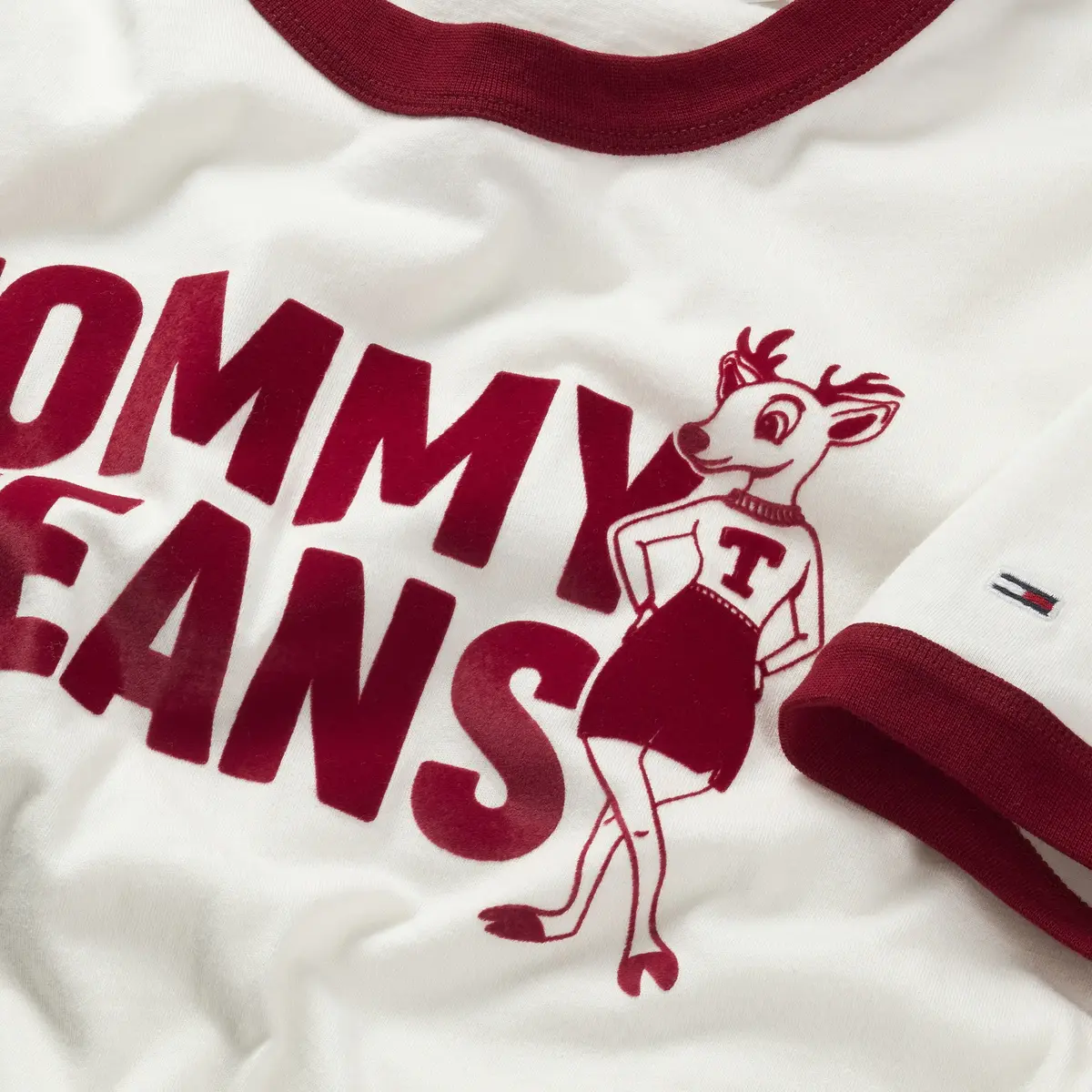 Tommy Hilfiger TJW DEER GRAPHIC RIN, YAC Beyaz Kadın T-Shirt & Polo