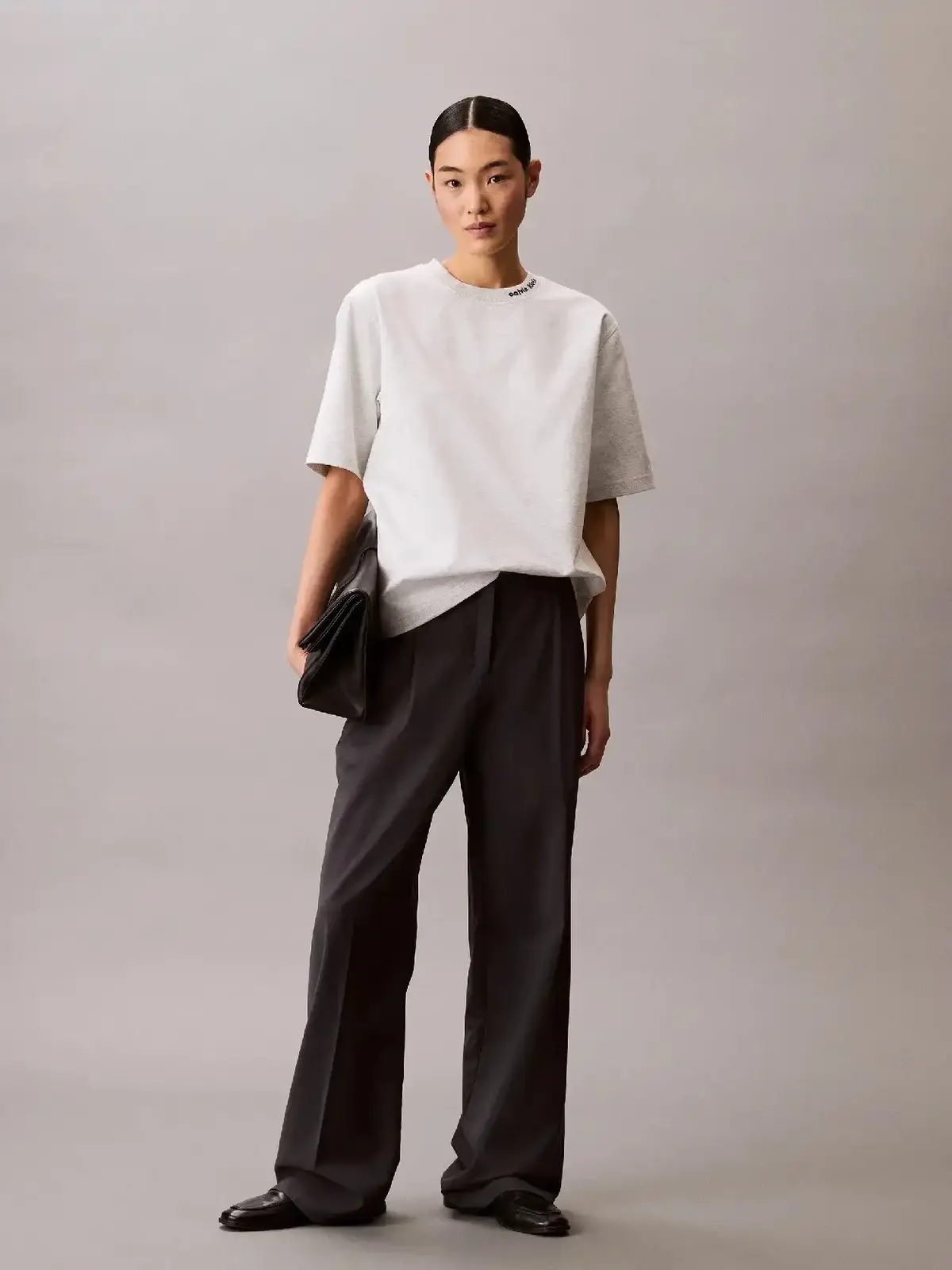 Calvin Klein A- COOLING JERSEY RELAXED TEE Gri Kadın Tişört