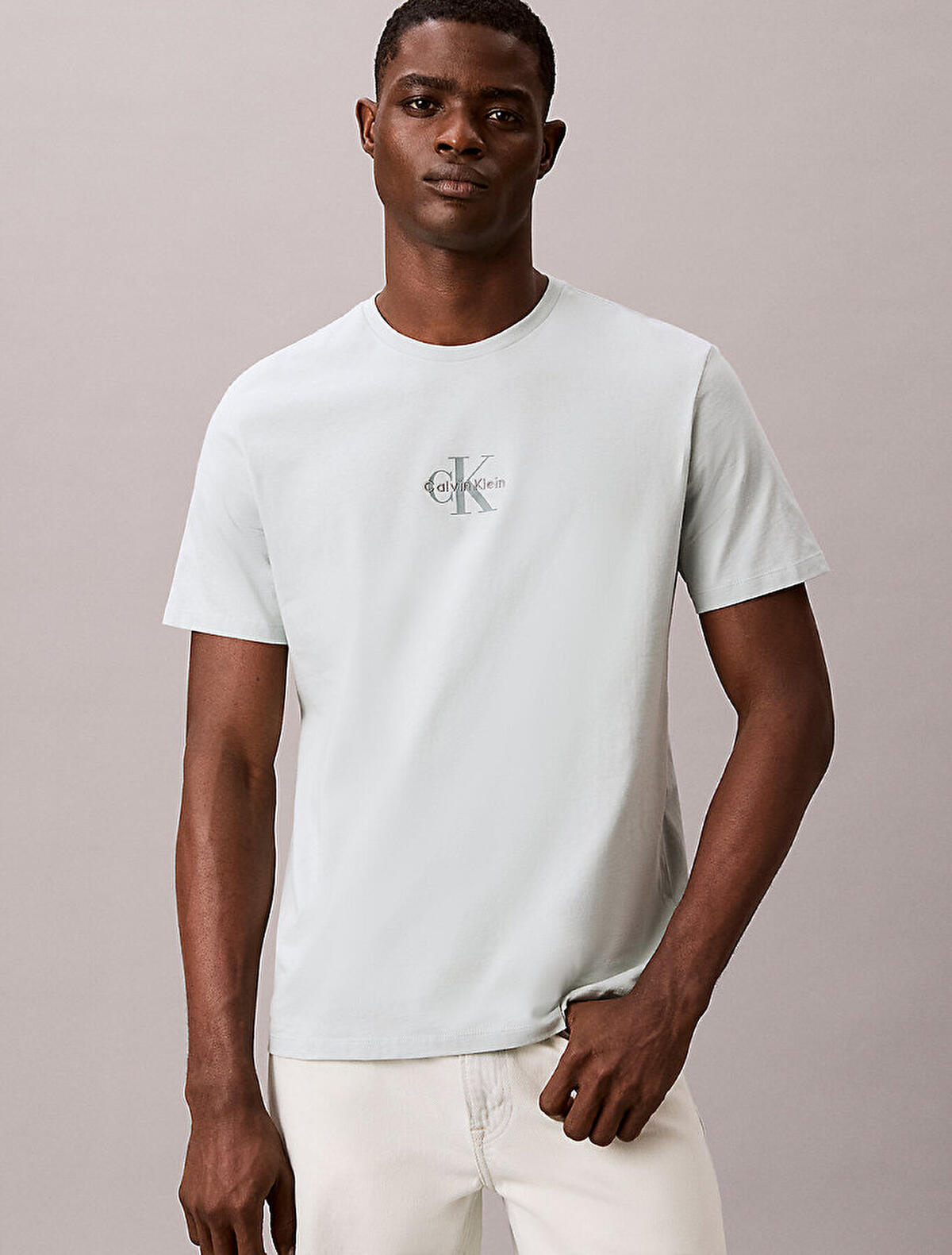 Calvin Klein SS 30S MICRO MONOLOG, 3Q0, S Mavi Erkek T-Shirt