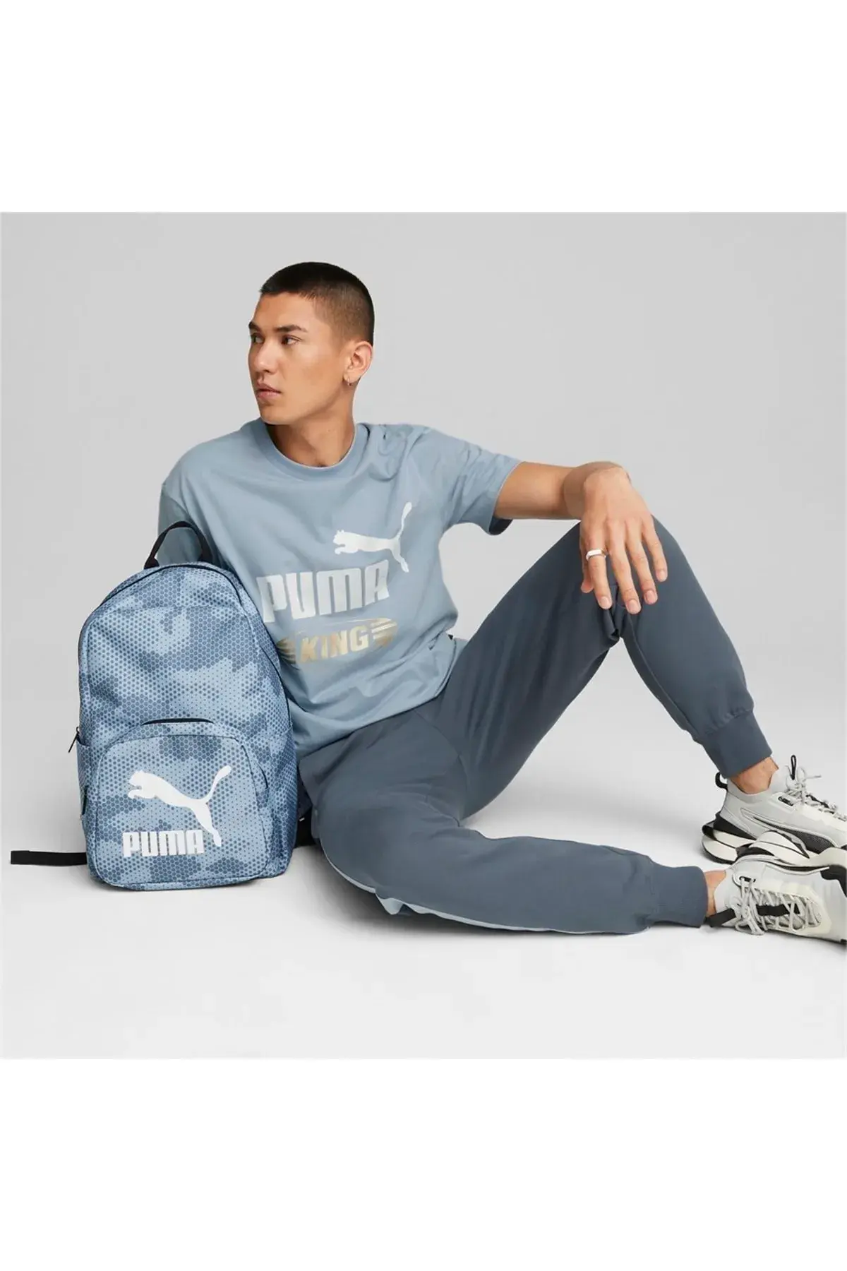 Puma Originals Kamuflaf Desenli Mavi Sırt Çantası
