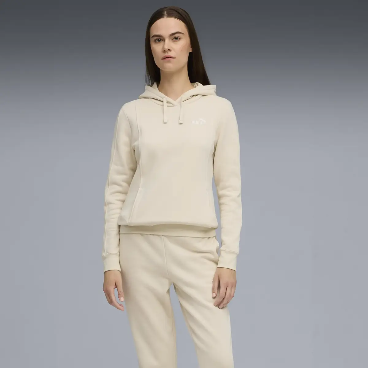 Puma Kapüşonlu Eşofman Takımı Bej Kadın Polar Kapüşonlu Eşofman Takımı