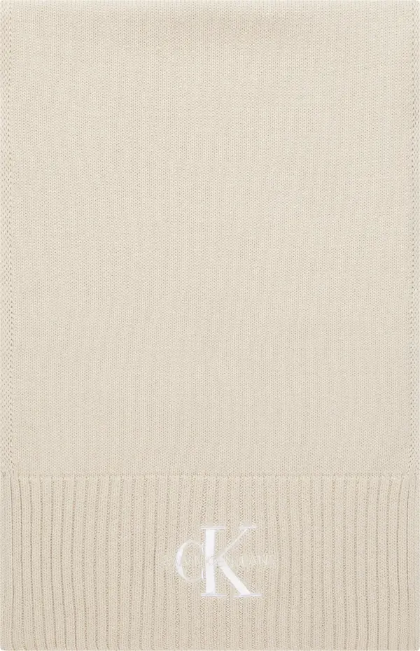 Calvin Klein MONOLOGO EMBRO KNIT Kadın Krem Atkı