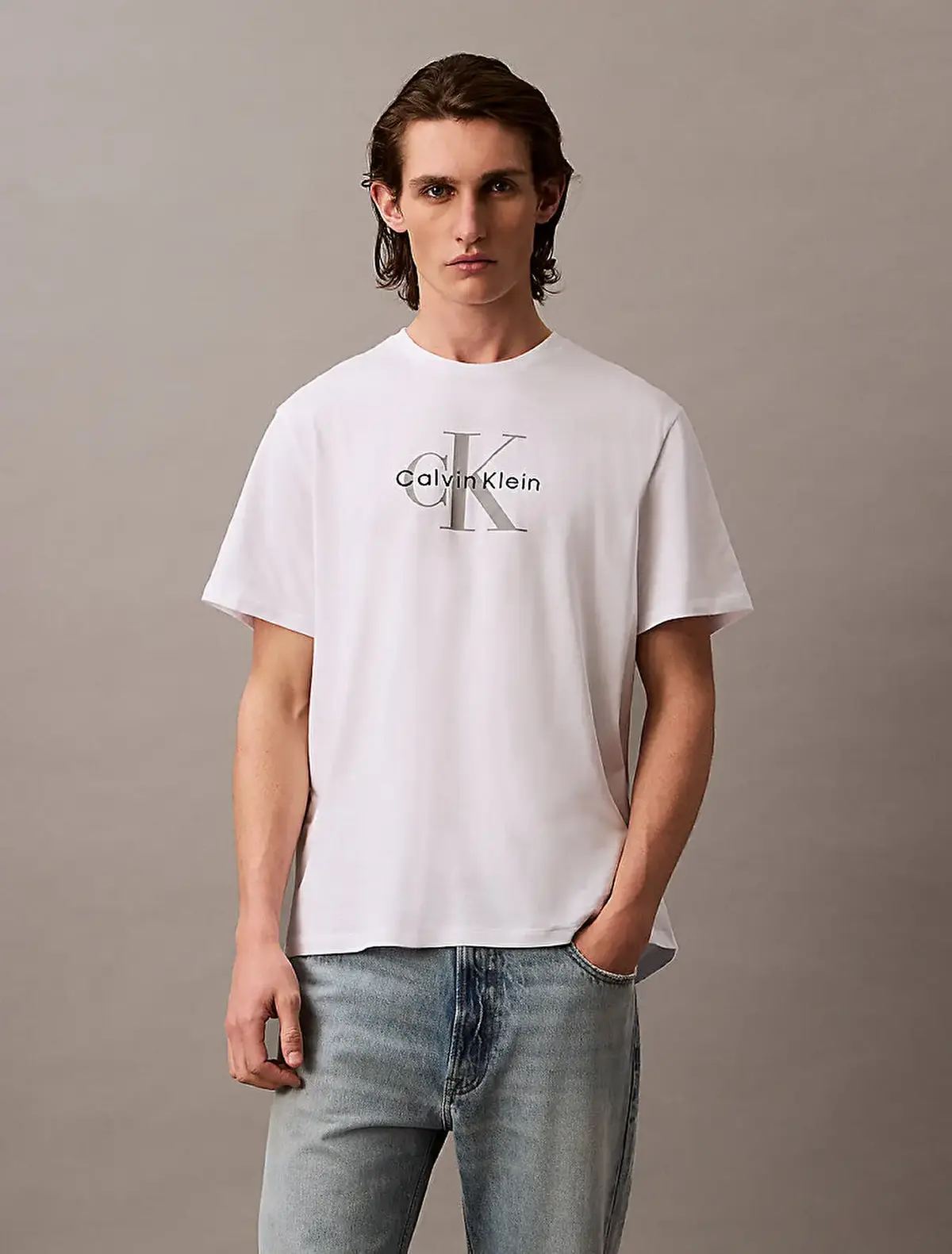 Calvin Klein SS Hero Monologo Tee 20s Beyaz Erkek Tişört