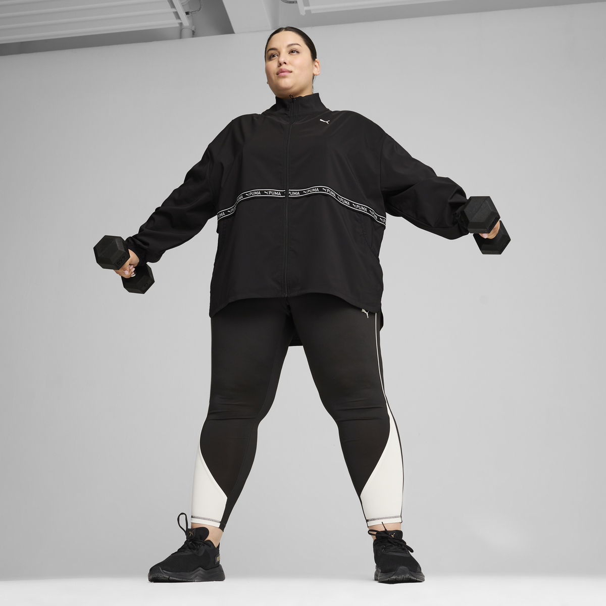 Puma WOVEN ELASTIC  JACKET Q4 Siyah Kadın Fermuarlı Ceket