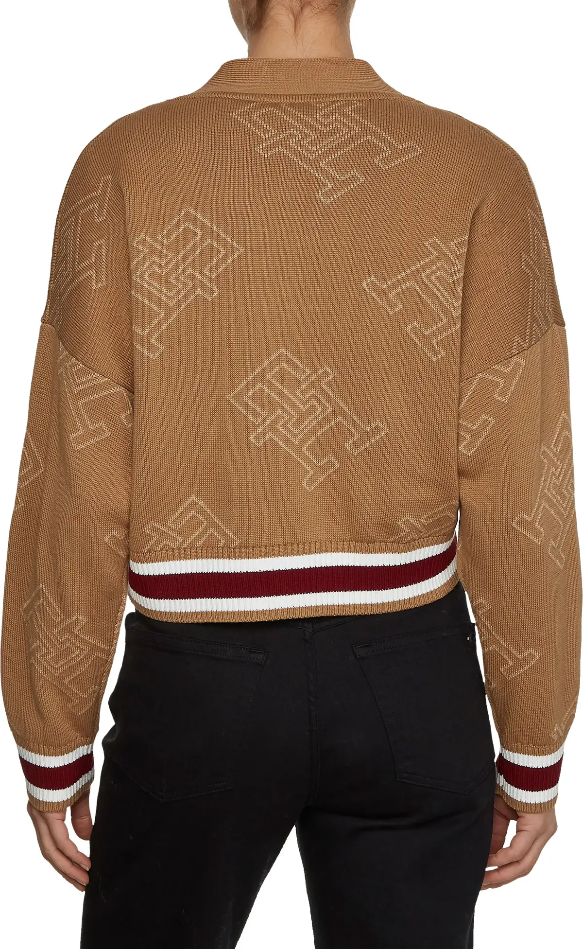 Tommy Hilfiger ALL OVER MONOGRAM V- Kadın Kahverengi Kazak