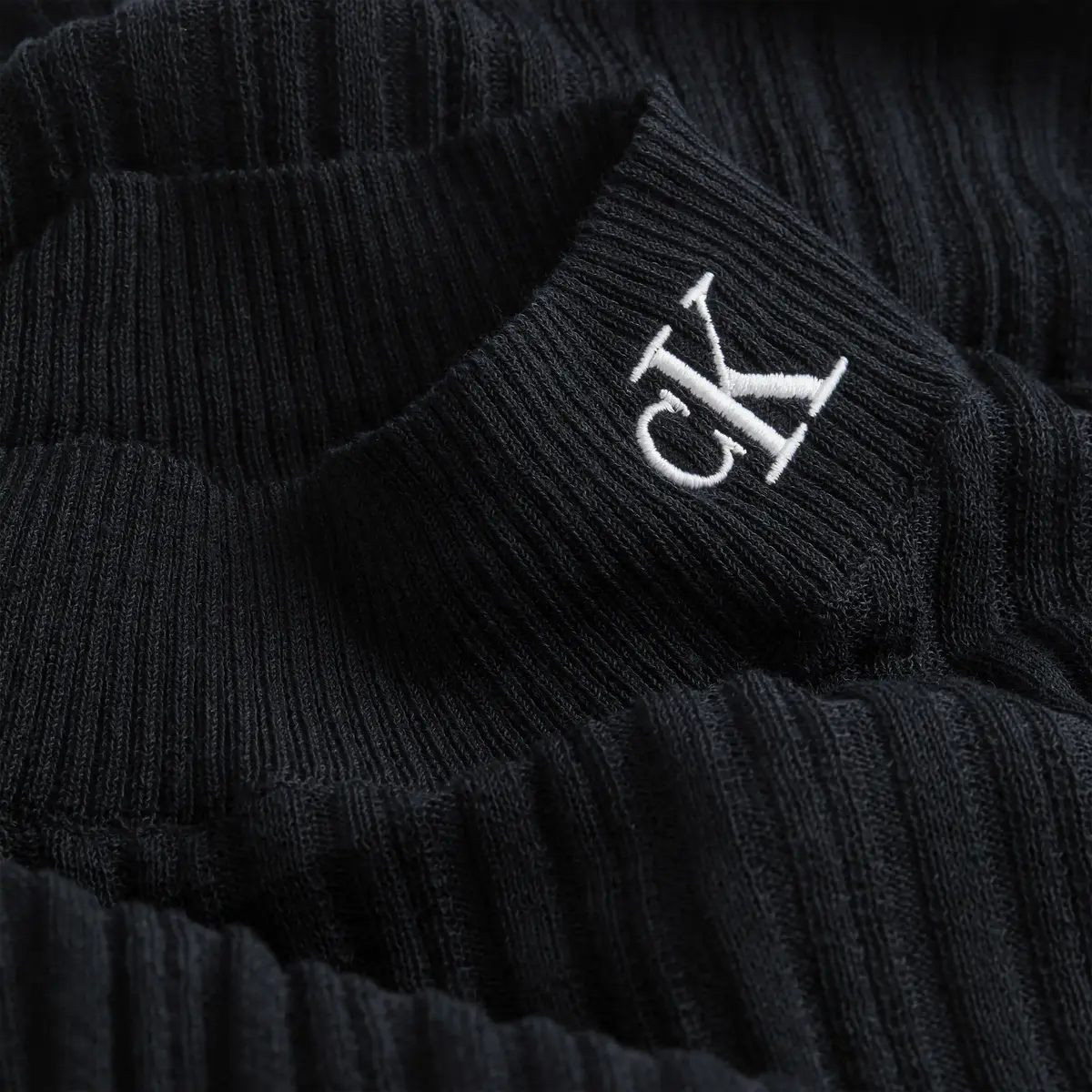 Calvin Klein SHEER YARN ROLL NECK Kadın Siyah Elbise