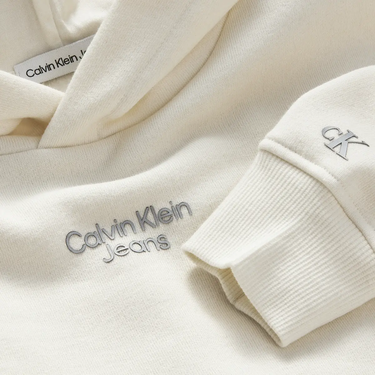 Calvin Klein SPORT STACK LOGO HOO Kadın Krem Hoodie