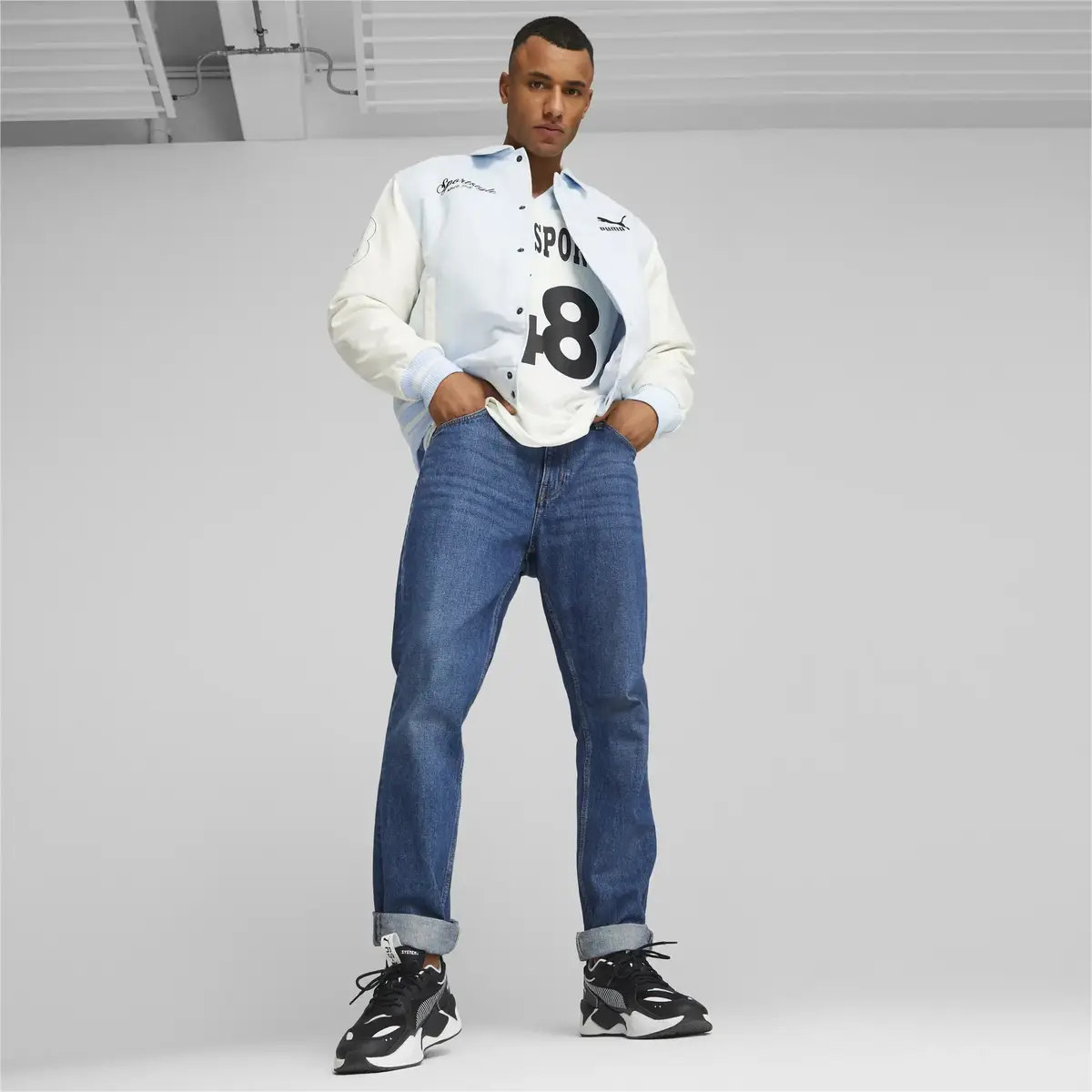 PUMA TEAM Varsity Jacket Mavi Erkek Ceket