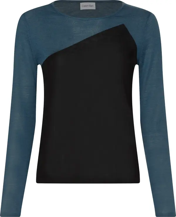 Calvin Klein CLRBLOCK EXTRA FINE Kadın Yeşil Kazak