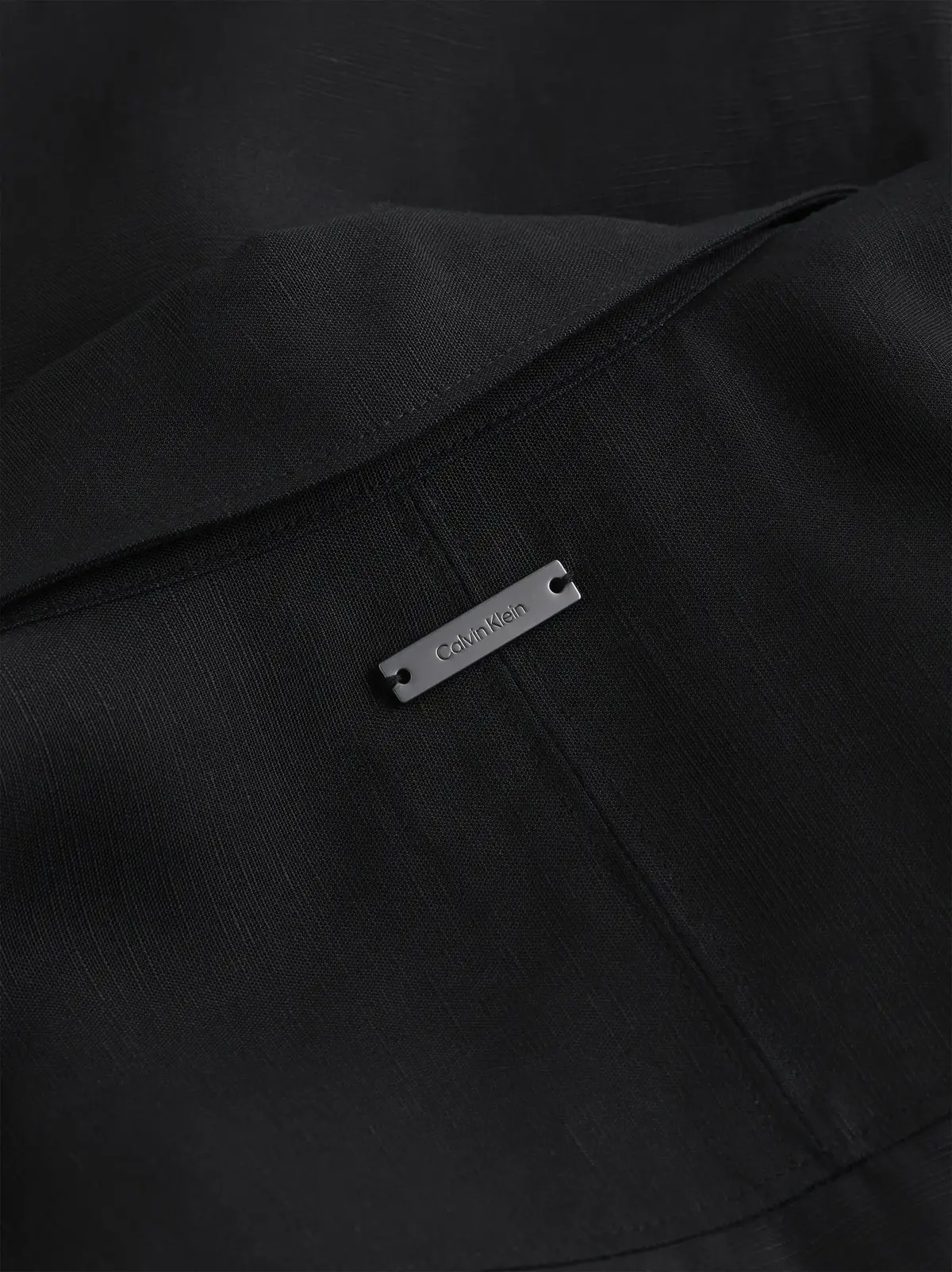 Calvin Klein LINEN BLEND HS SHIRT, BEH Siyah Kadın Elbise-Etek