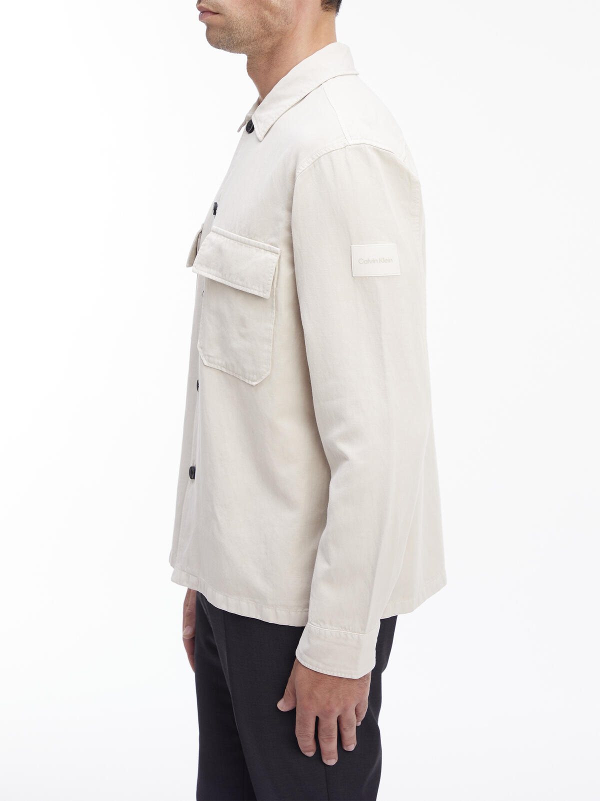 Calvin Klein COTTON LINEN TENCEL Erkek Krem Gömlek