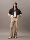 Calvin Klein SS FLOCKED LOGO CN T, VWD Mavi Kadın T-Shirt & Polo