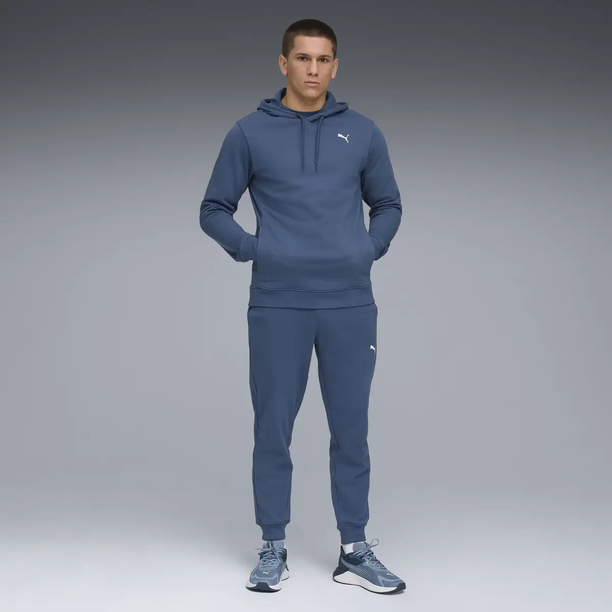 Puma TAD ESS French Terry Hoodie Mavi Erkek Sweatshirt