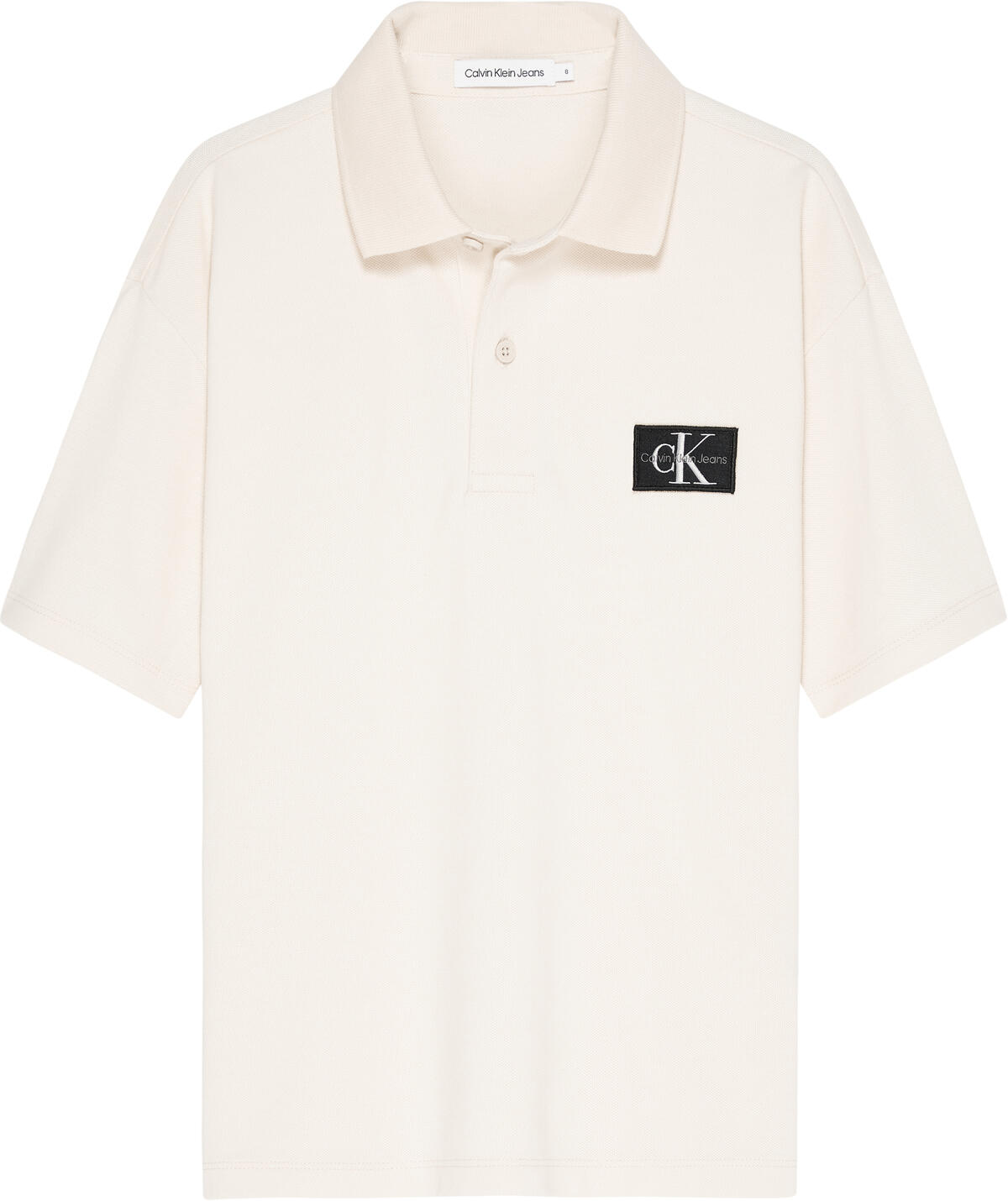 Calvin Klein PIQUE BADGE SS POLO Erkek Krem Polo T-Shirt