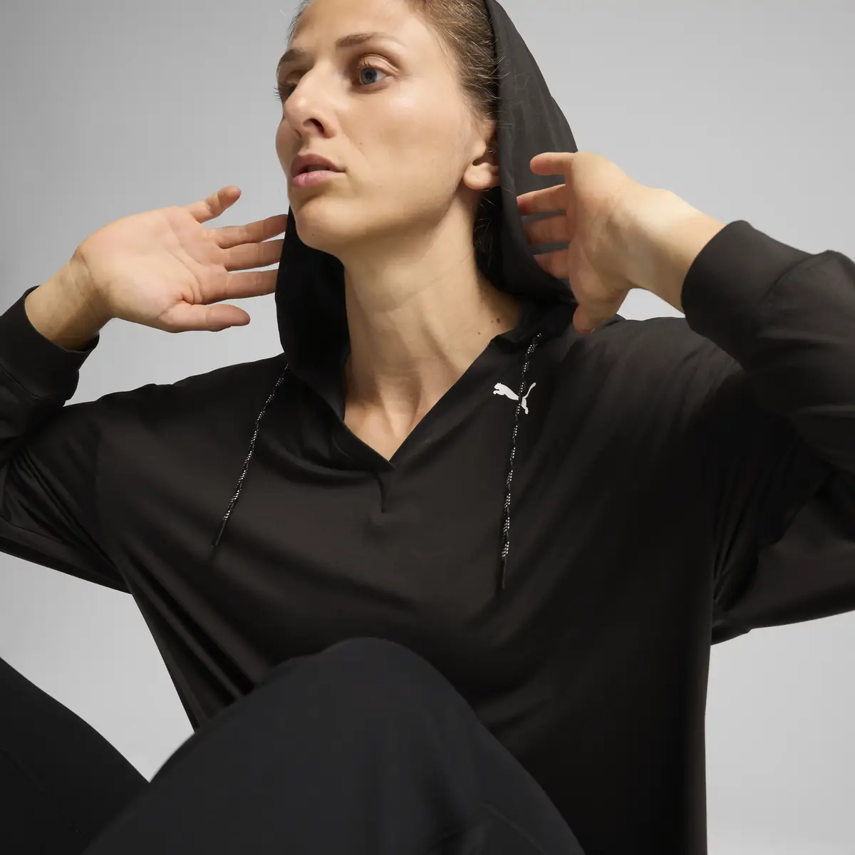 Puma W CLOUDSPUN HOODIE Siyah Kadın Hoodie