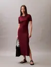 Calvin Klein A - MODAL RIB SS DRESS Bordo Kadın Elbise
