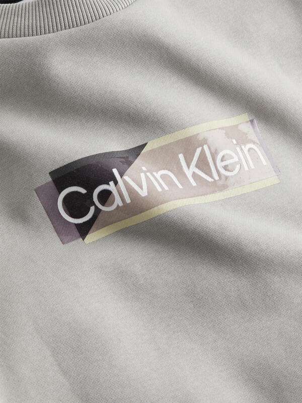 Calvin Klein LAYERED GEL LOGO SWE Erkek Krem Sweatshirt