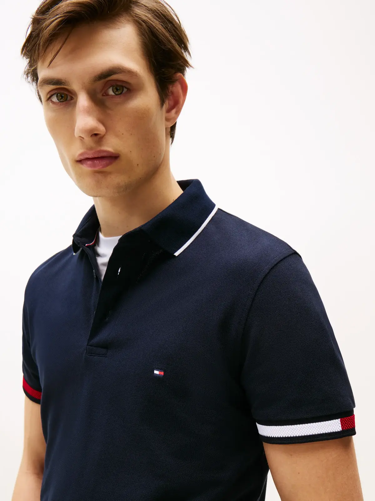 Tommy Hilfiger FLAG CUFF SLIM FIT P, DW5 Siyah Erkek T-Shirt & Polo