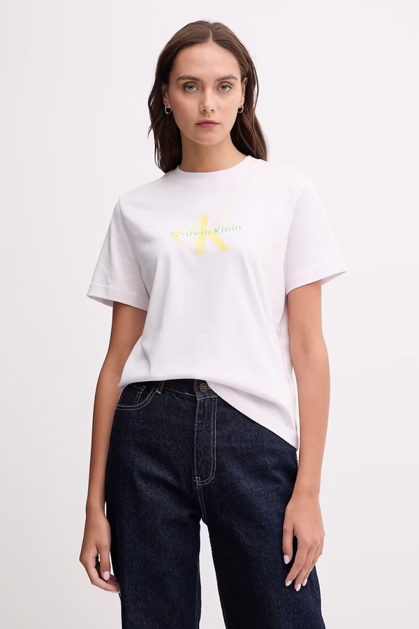 Calvin Klein HERO SS CLASSIC MONOLOGO CN TEE Gri Kadın T-Shirt