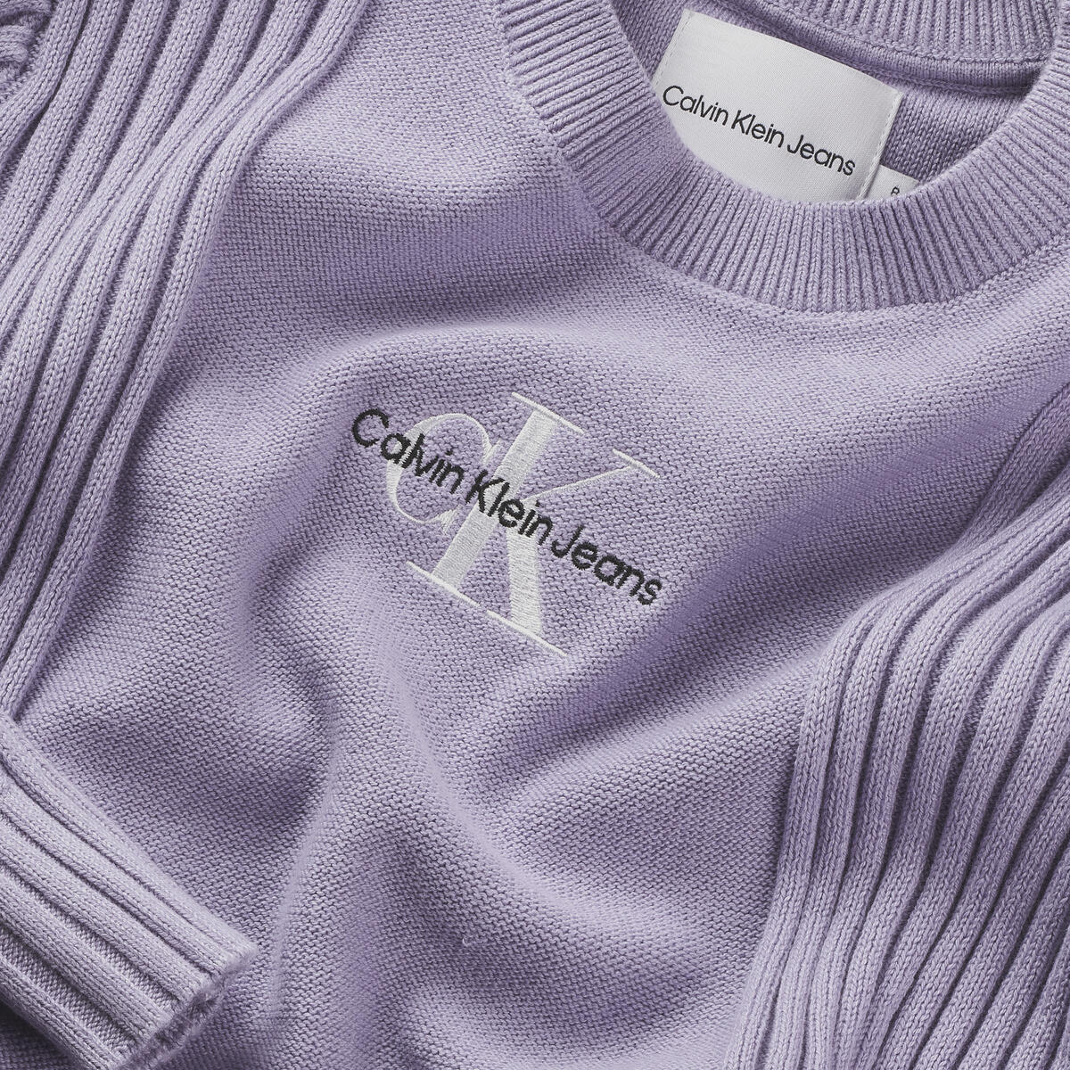 Calvin Klein MONOGRAM RIB SWEATER Kadın Lila Kazak
