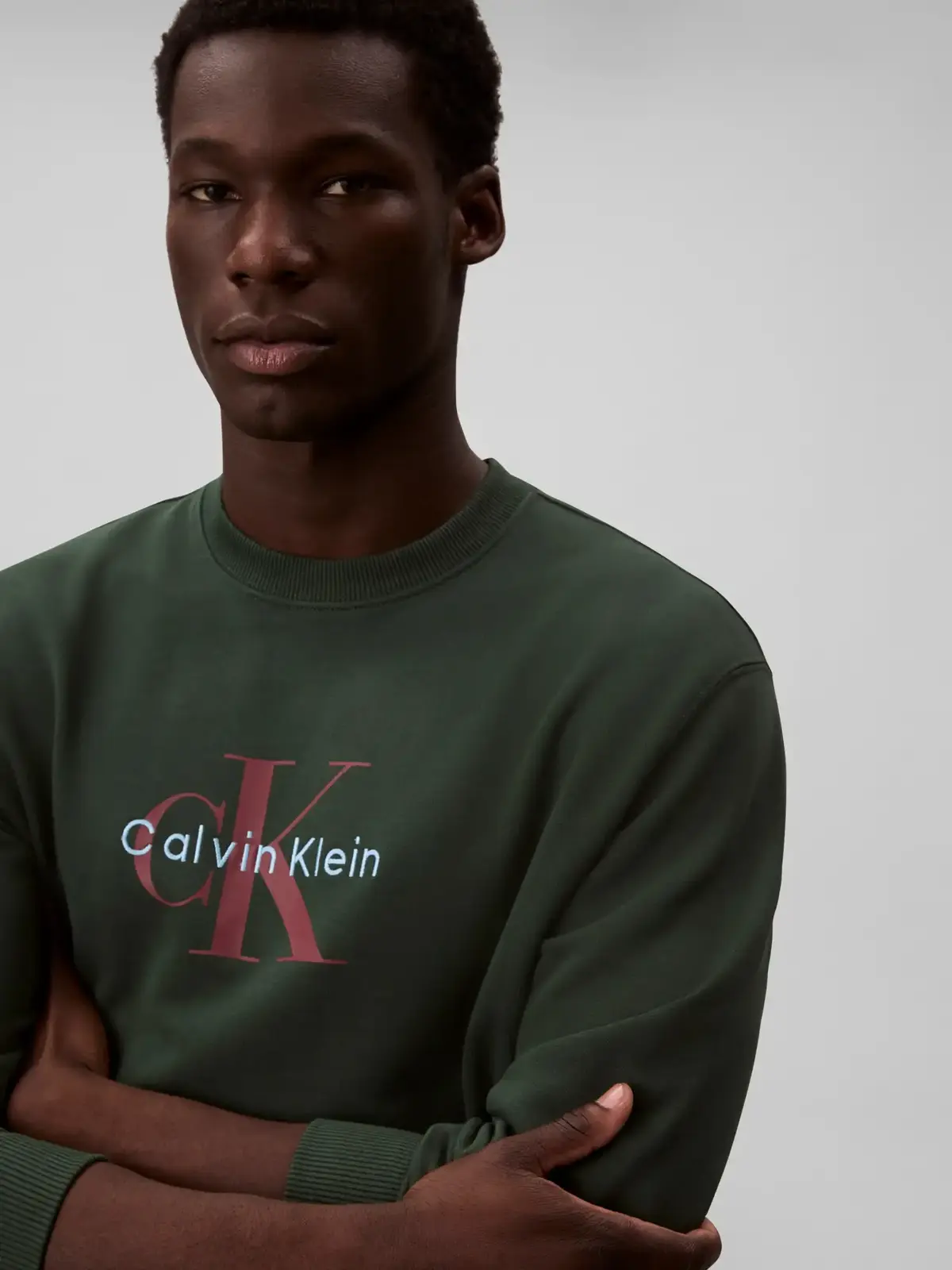 Calvin Klein LS EU 350TERRY MONOL, LLG Yeşil Erkek Sweatshirt