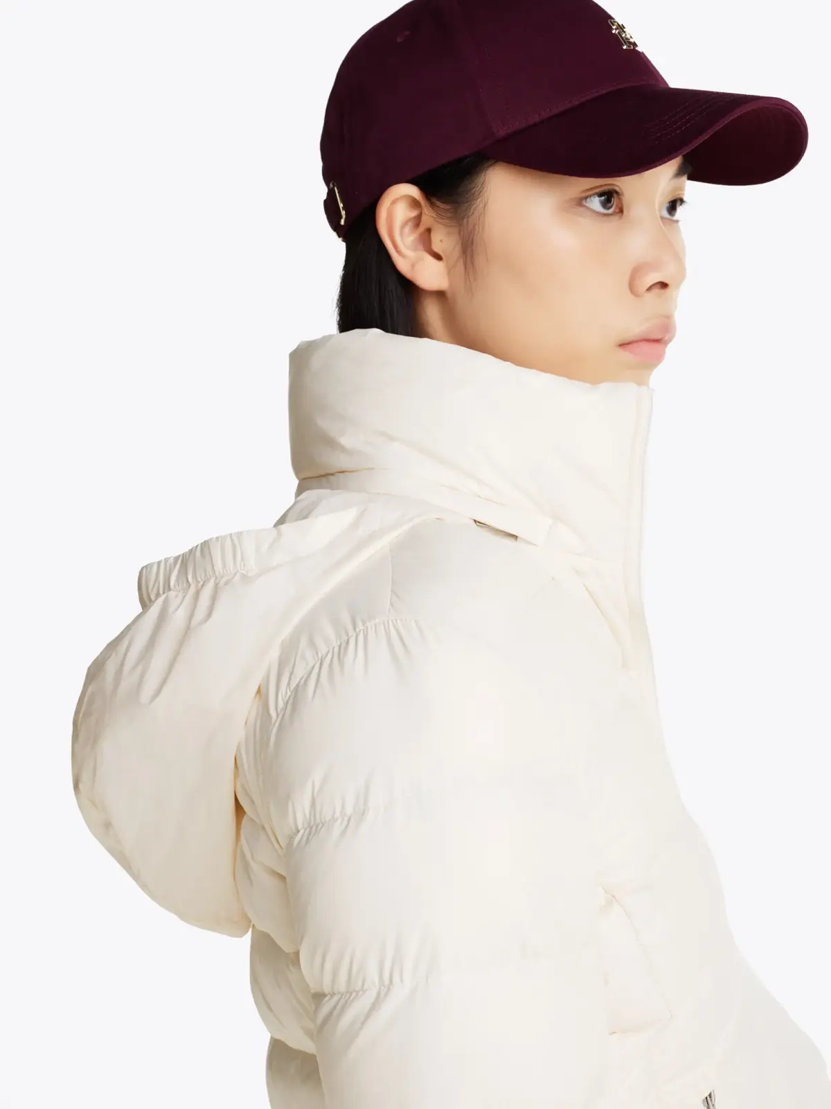 Tommy Hilfiger LW DOWN FEMININE GLO, Z00 Krem Kadın Mont