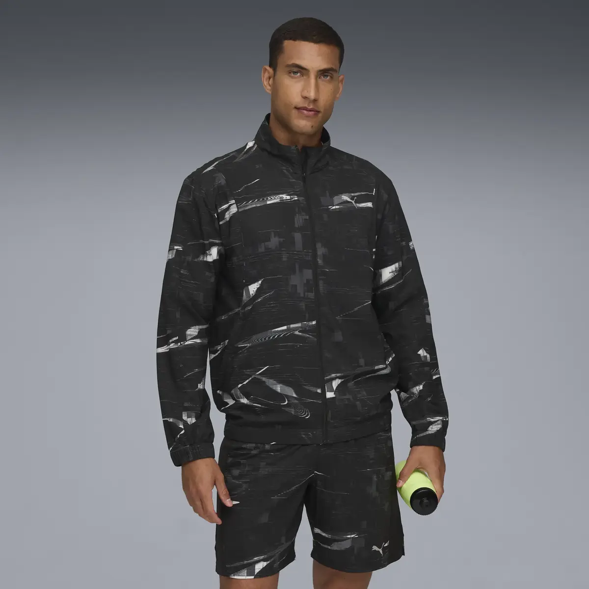 Puma M RUN VELOCITY AOP JACKET Siyah Erkek Fermuarlı Üst