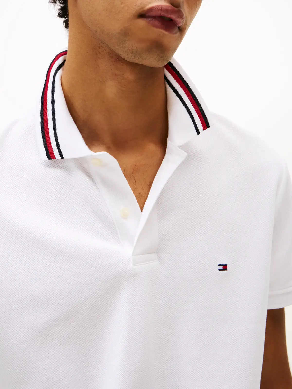 Tommy Hilfiger RWB COLLAR REG POLO, YBR Beyaz Erkek T-Shirt & Polo