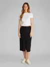 Calvin Klein SOFT LINEN MIDI SKIRT Siyah Kadın Etek