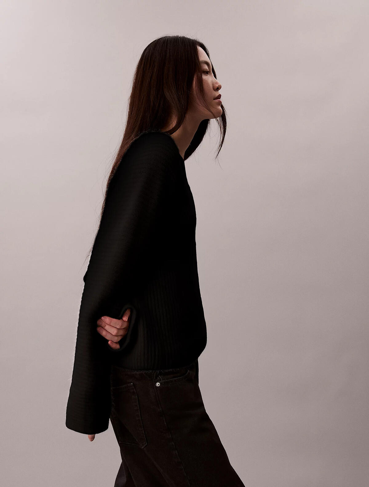 Calvin Klein Long Sleeve Button U, UB1 Siyah Kadın Hırka