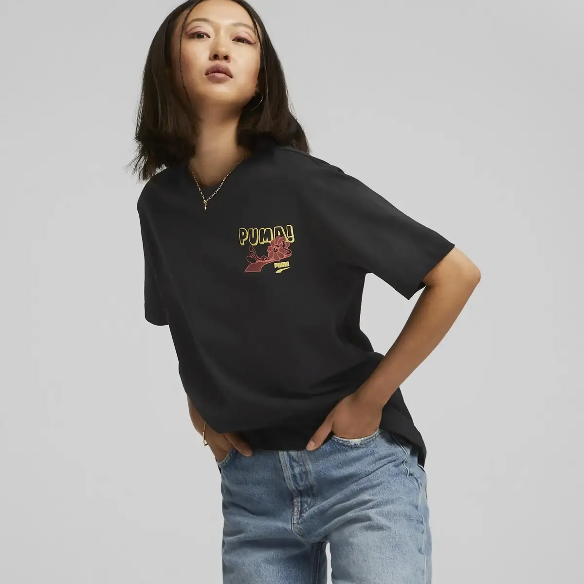 Puma Downtown Relaxed Graphic Tee Siyah Kadın T-Shirt