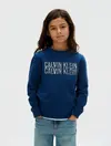 Calvin Klein TERRY SEASONAL LOGO Mavi Çocuk Sweatshirt