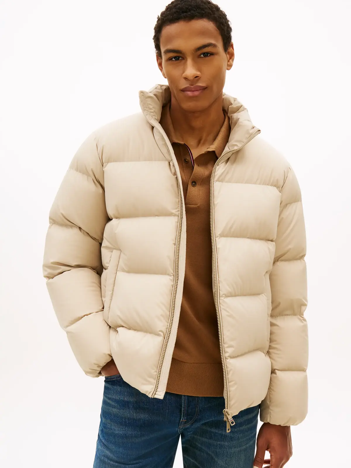 Tommy Hilfiger DOWN STAND PUFFER JK, RBT Bej Erkek Mont