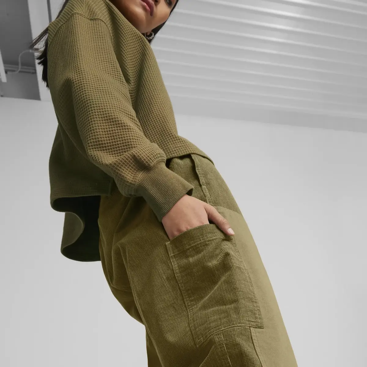 Puma DOWNTOWN Corduroy Pants Yeşil Kadın Eşofman Altı