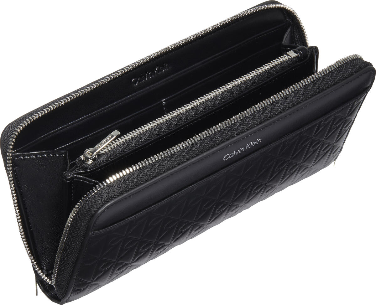 Calvin Klein EMBLEM AOP EMBOSSED LONG WALLET Siyah Kadın Çanta & Cüzdan