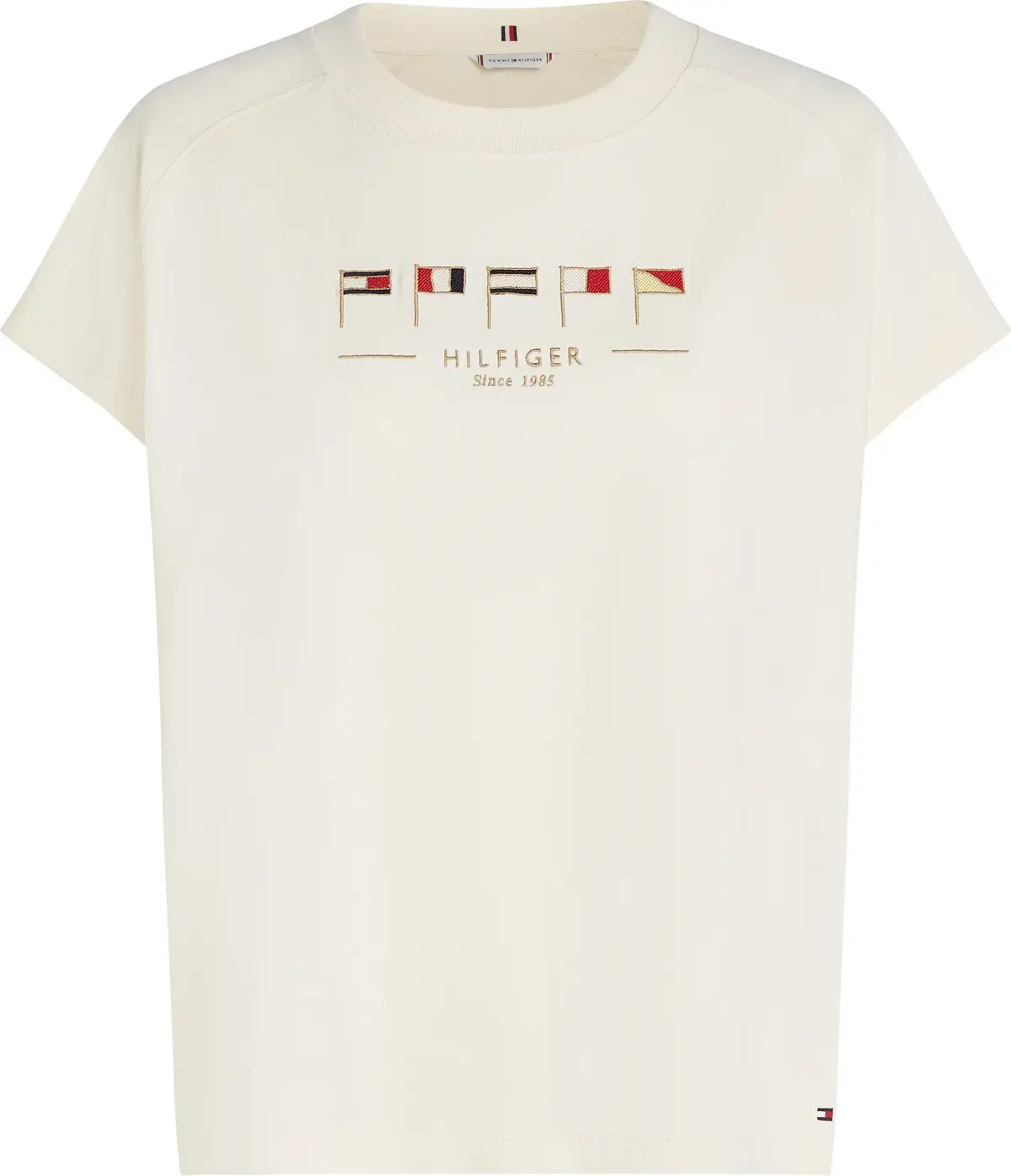 Tommy Hilfiger SAIL FLAGS RLXD C-NK, AEF Bej Kadın T-Shirt & Polo