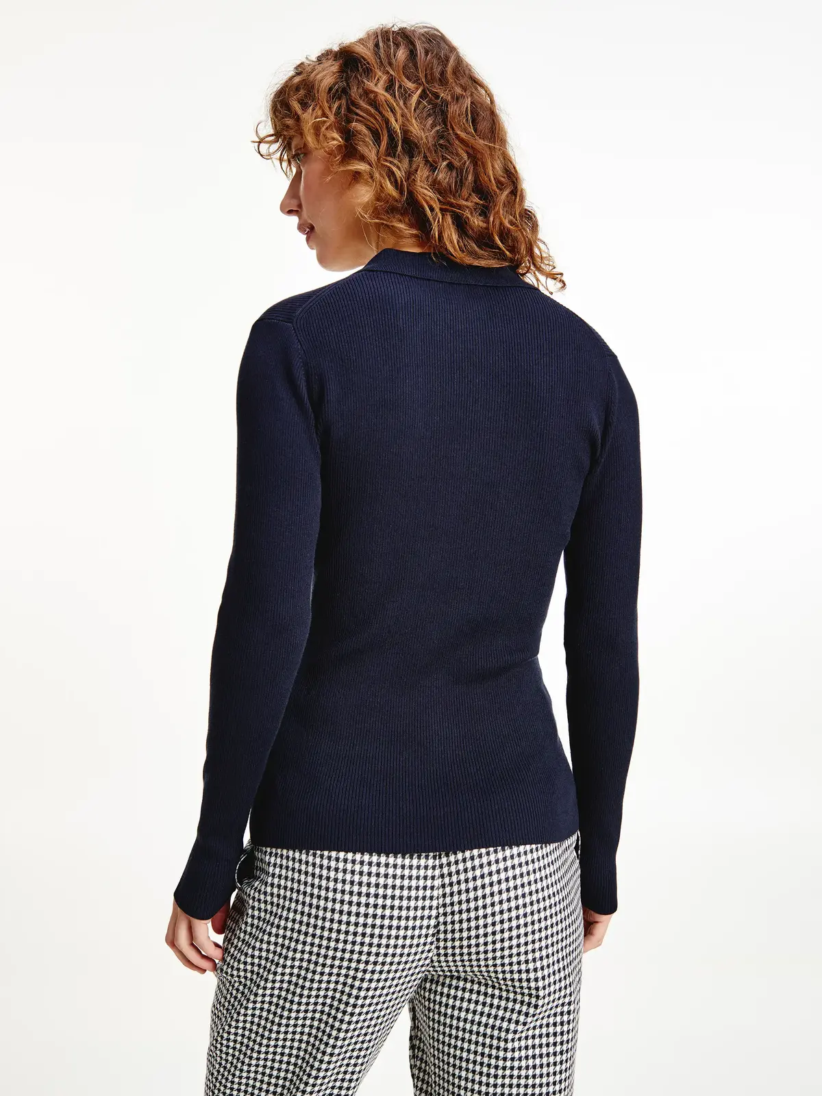 Tommy Hilfiger ORG CO SLIM OPEN POL Kadın Siyah Kazak