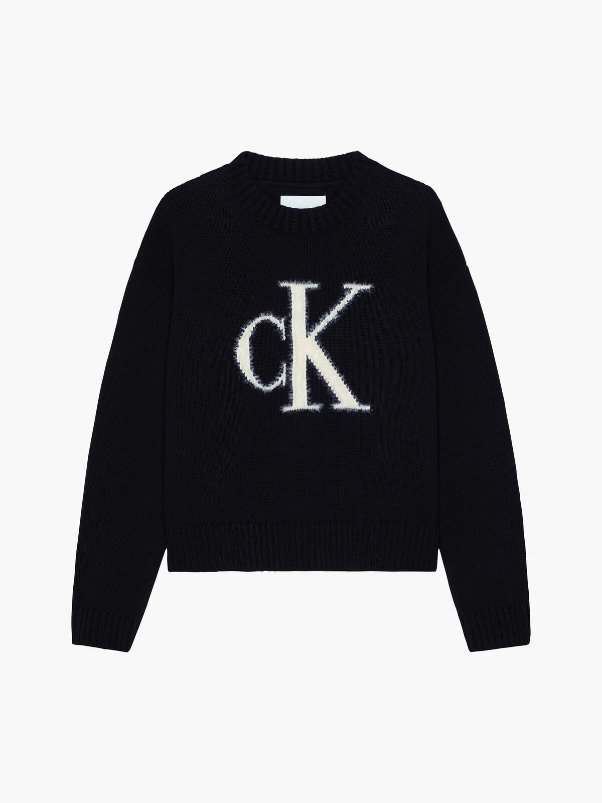 Calvin Klein FLUFFY MONOGRAM SWEA Kadın Siyah Kazak