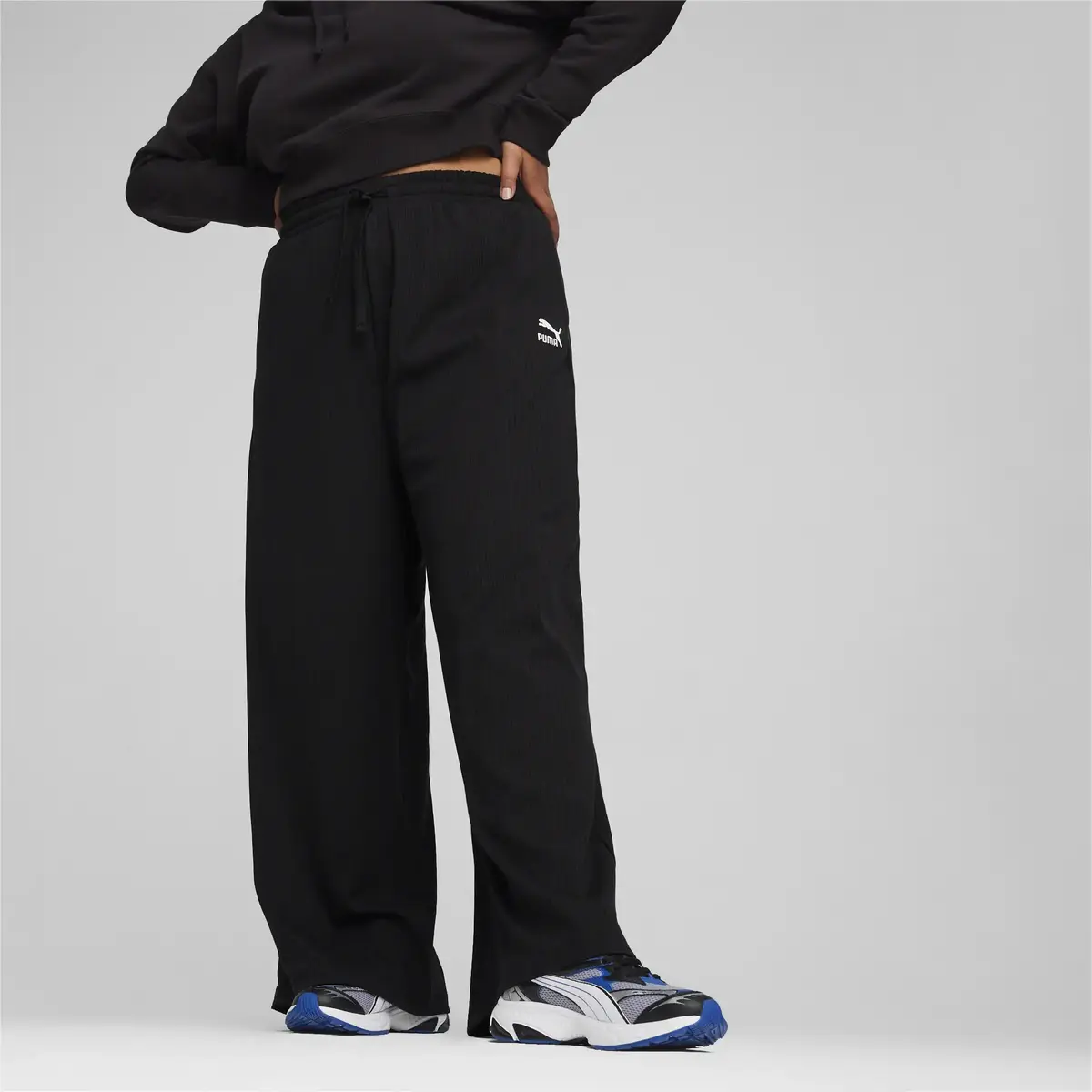 Puma CLASSICS Ribbed Relaxed Pants Siyah Kadın Eşofman Altı