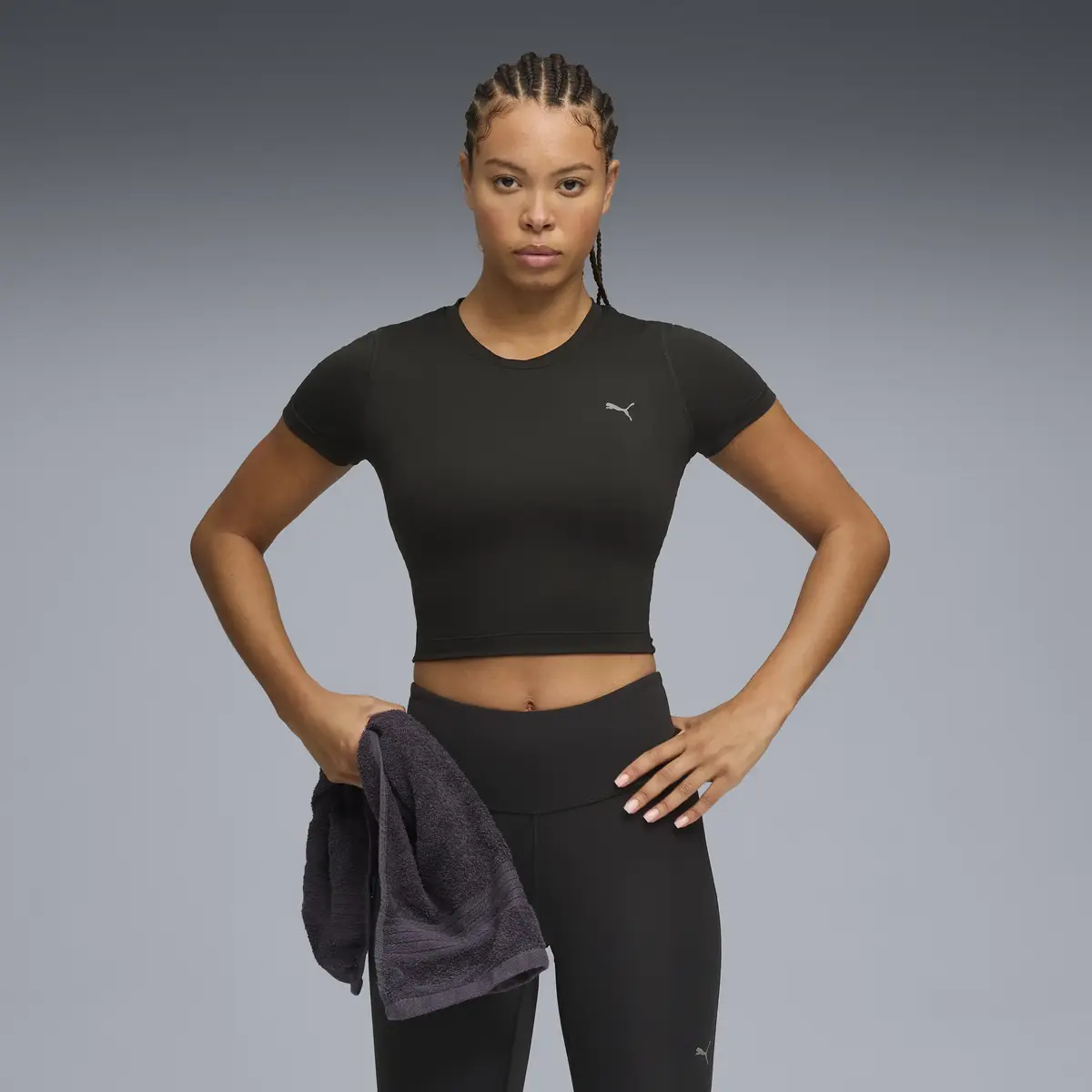 Puma W CLOUDSPUN SS TWIST TEE Siyah Kadın T-Shirt