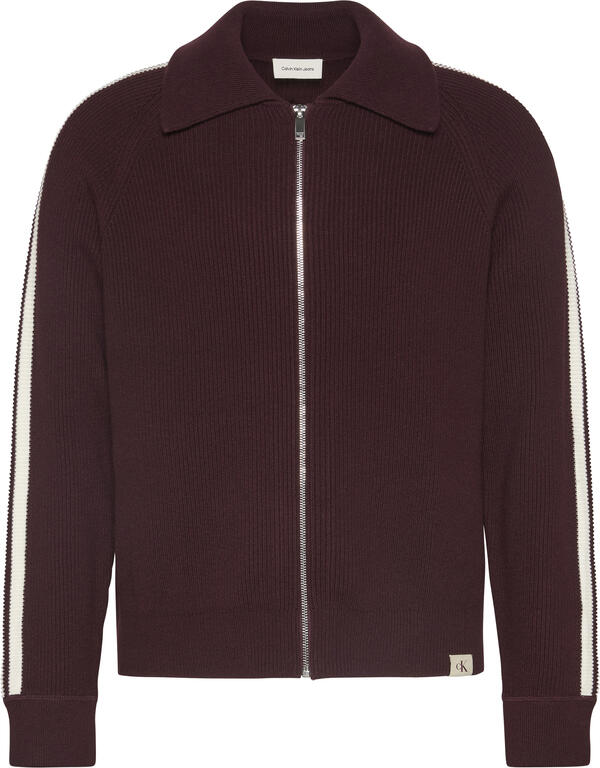 Calvin Klein LS RACING STRIPE FZ SWEATER 9GG Kırmızı Erkek Sweatshirt