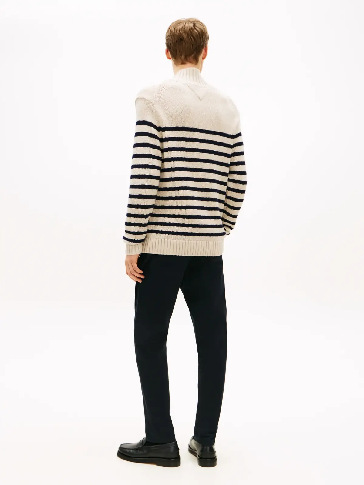 Tommy Hilfiger BRETON COTTON STRIPE, 0BP Krem Erkek Kazak