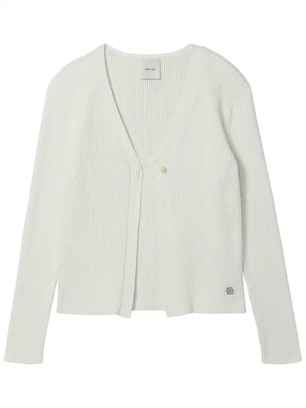 Calvin Klein LS CARDI W TANK RIB, YAS Krem Kadın Bluz ve Hırka