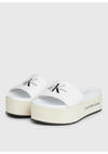 Calvin Klein FLATFORM SANDAL MET, 0F9 Beyaz Kadın Terlik